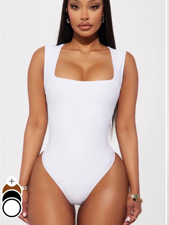 Fashion Nova Tops - Fashion Nova White Square Neck Bodysuit